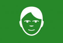 Kopf auf grünem Hintergrund